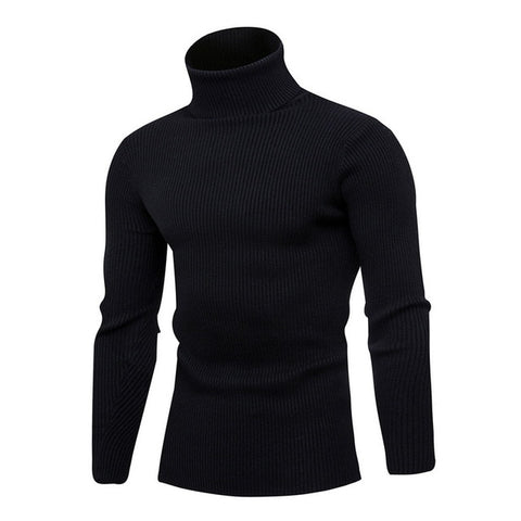 New Arrival Men's Warm Turtleneck Sweater hombre Fashion Solid Knitted Mens Sweaters Casual Slim Pullover Male Double Collar Top