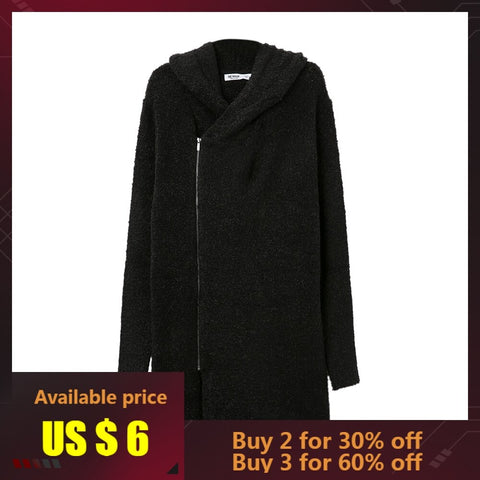 Metersbonwe Knitted Long Hooded Male Cardigan Warm Basic Sweater Men Autumn Smart Casual Solid Color Clothing Fashion Cardigan