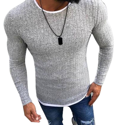 WENYUJH 2019 Autumn New Men's Sexy Skinny Sweater Solid Knitted Pullover Thin Sweater O-Neck Slim Fit Tops Clothes Plus Size 5XL