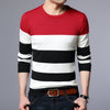 Misniki 2019 Autumn Casual Men's Sweater O Neck Striped Slim Fit Knittwear Mens Sweaters Pullovers Men Pull Homme S-3XL JP52