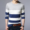 Misniki 2019 Autumn Casual Men's Sweater O Neck Striped Slim Fit Knittwear Mens Sweaters Pullovers Men Pull Homme S-3XL JP52