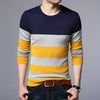 Misniki 2019 Autumn Casual Men's Sweater O Neck Striped Slim Fit Knittwear Mens Sweaters Pullovers Men Pull Homme S-3XL JP52