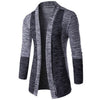 Cysincos Men Patchwork Slim Cardigan Autumn Winter Warm Casual Sweaters Long Knitted Turn-down Collar Outerwear Plus Size M-4XL