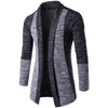 Cysincos Men Patchwork Slim Cardigan Autumn Winter Warm Casual Sweaters Long Knitted Turn-down Collar Outerwear Plus Size M-4XL
