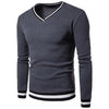 Cysincos Men Sweater 2019 Autumn Winter Casual V-neck Solid Thin Loose Sweater Male Long Sleeve Tracksuit  Knitted Top Plus Size