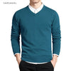 Varsanol Cotton Sweater Men Long Sleeve Pullovers Outwear Man V-Neck sweaters Tops Loose Solid Fit Knitting Clothing 8Colors New