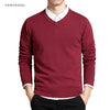Varsanol Cotton Sweater Men Long Sleeve Pullovers Outwear Man V-Neck sweaters Tops Loose Solid Fit Knitting Clothing 8Colors New