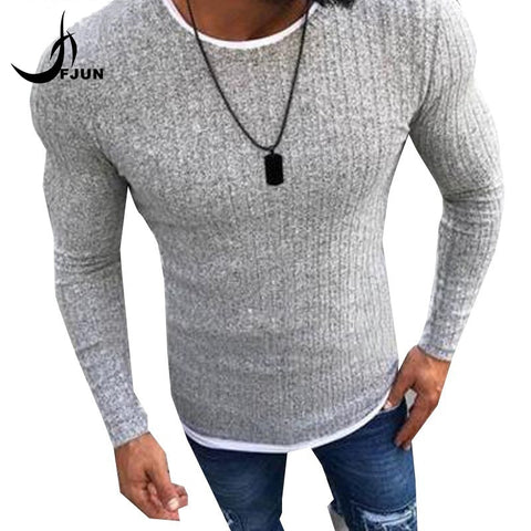 Men's Sexy Skinny Sweater 2018 Autumn Solid Knitted Pullover thin sweaters O-Neck Slim Fit Sweater Pullovers Plus Size S-5XL
